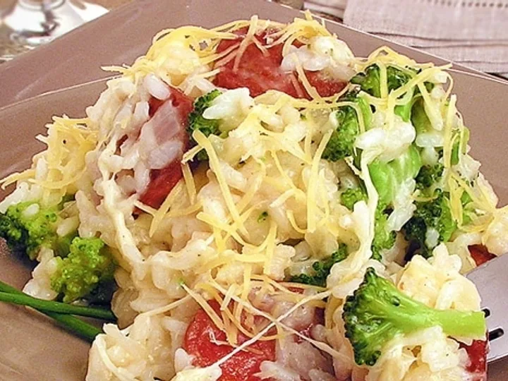 Risoto com Linguiça e Brócolis