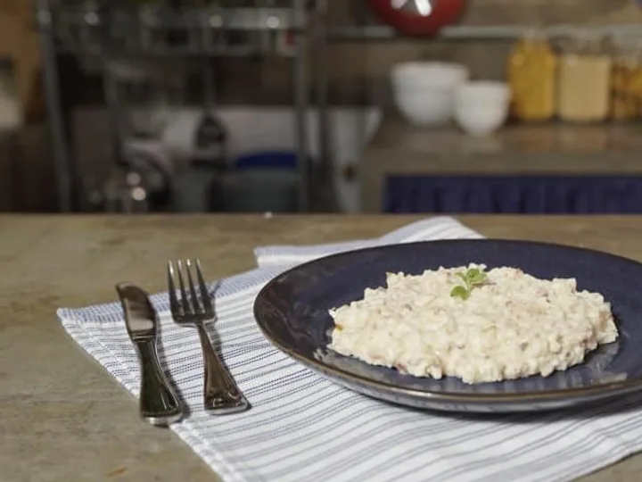 Risoto com Tender, Pera e Creme de Ricota
