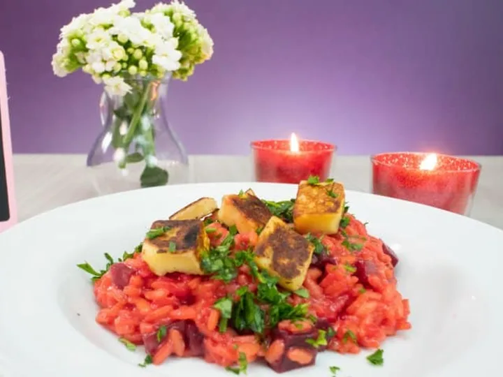 Risoto de Beterraba com Queijo Coalho Tostado